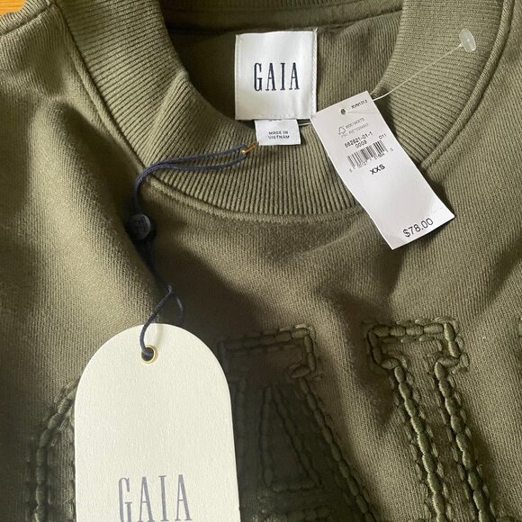 Gap x Cult Gaia Olive Green 'GAIA' Sweatshirt, olive green, XXS, NWT - Picture 4 of 10